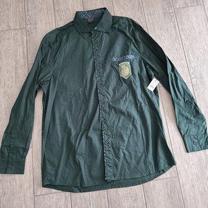 Harry Potter Hufflepuff Universal Studios Men’s Button-Up Shirt green Size L NEW